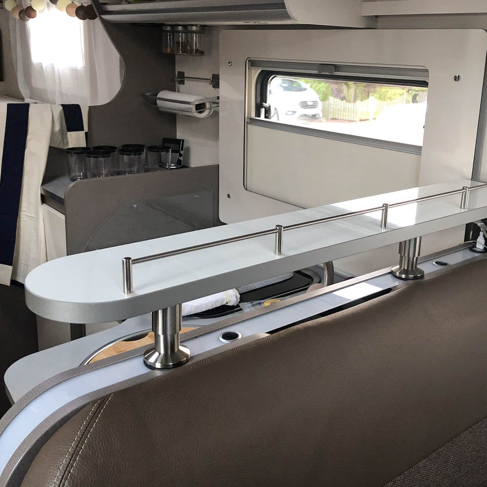 3063 Opbergrek voor Sunlight-modellen van 2018-2022 - Hoogglans wit met rand in grijs/antraciet / met railing