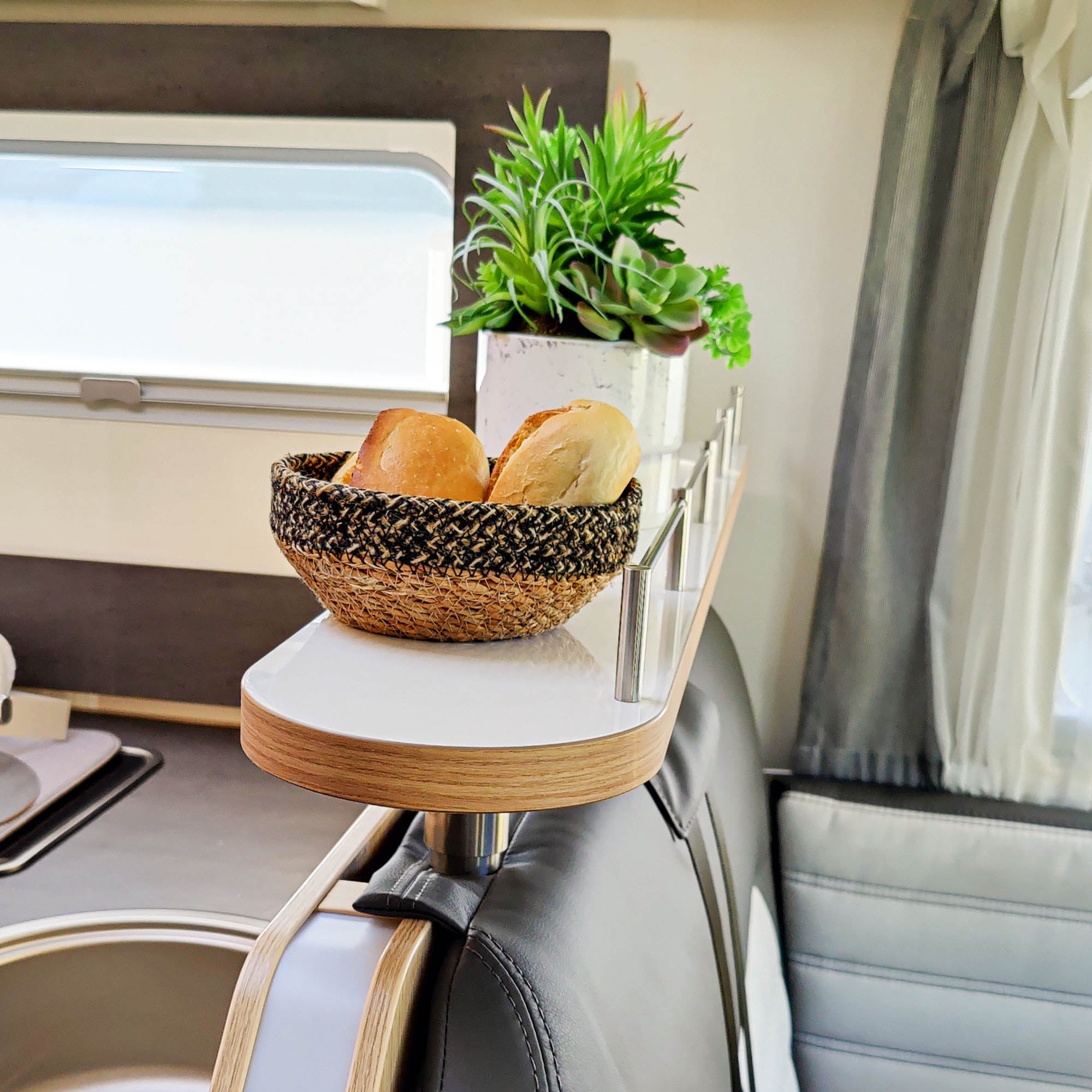 3443 Legplank voor Sunlight vanaf modeljaar 2023 - Hoogglans wit met rand in Salisbury elm / met railing