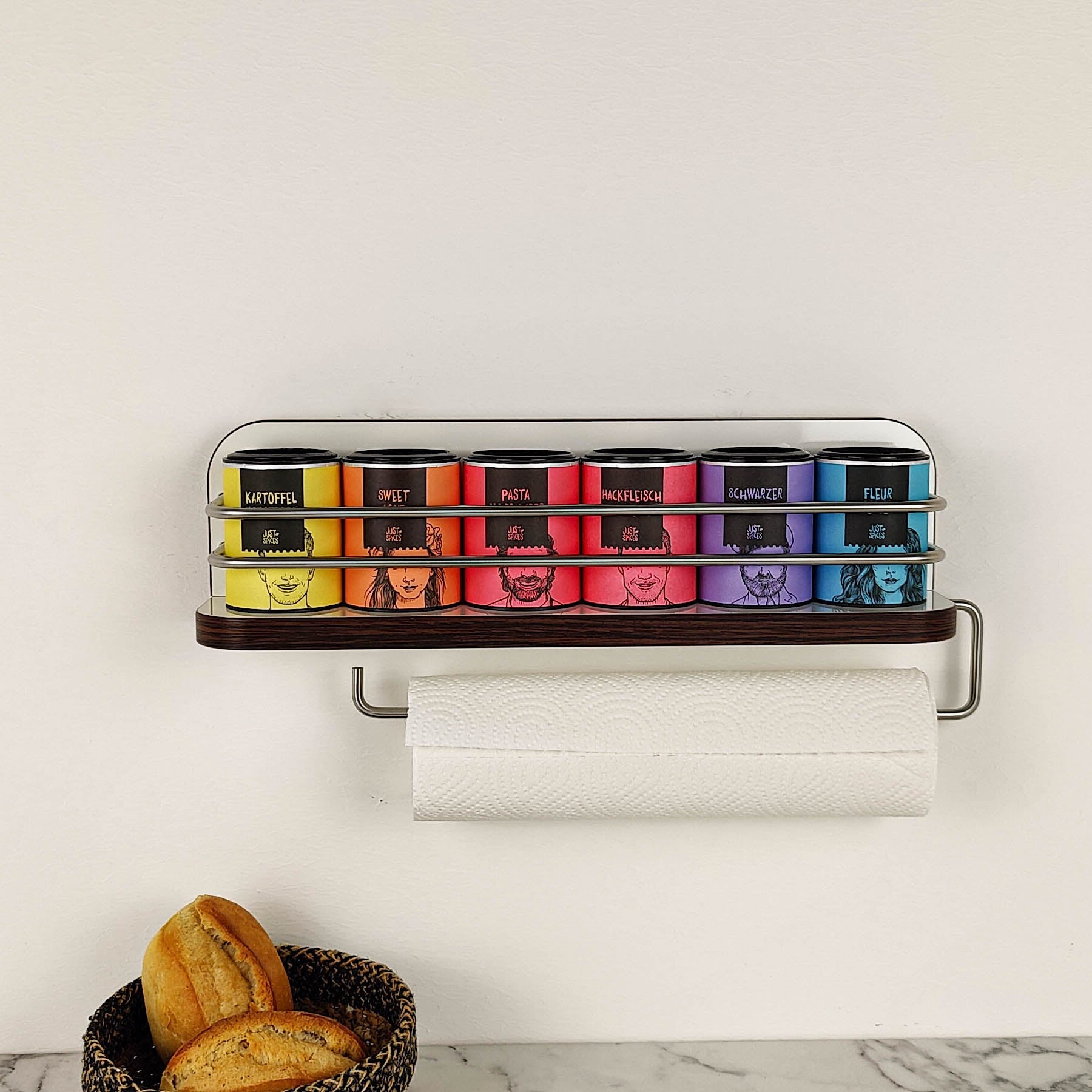 #kleur_hoogglans wit met rand in Wengé Classic en rvs reling