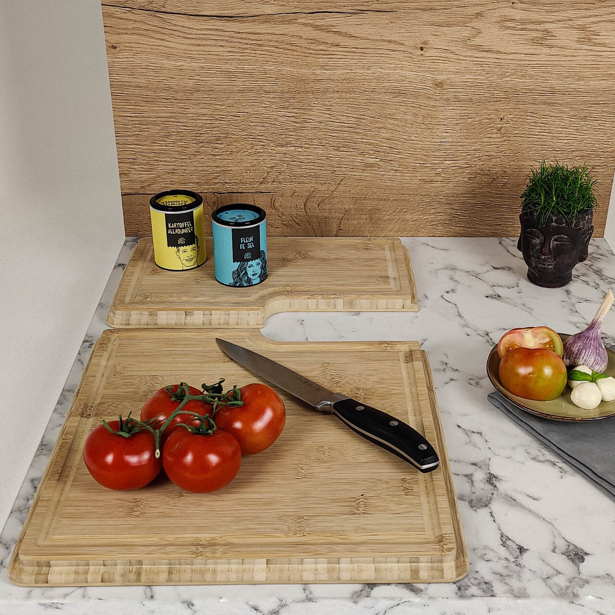 3378-Duo snijplank met afdekplaat voor Morelo modellen - Donker bamboe