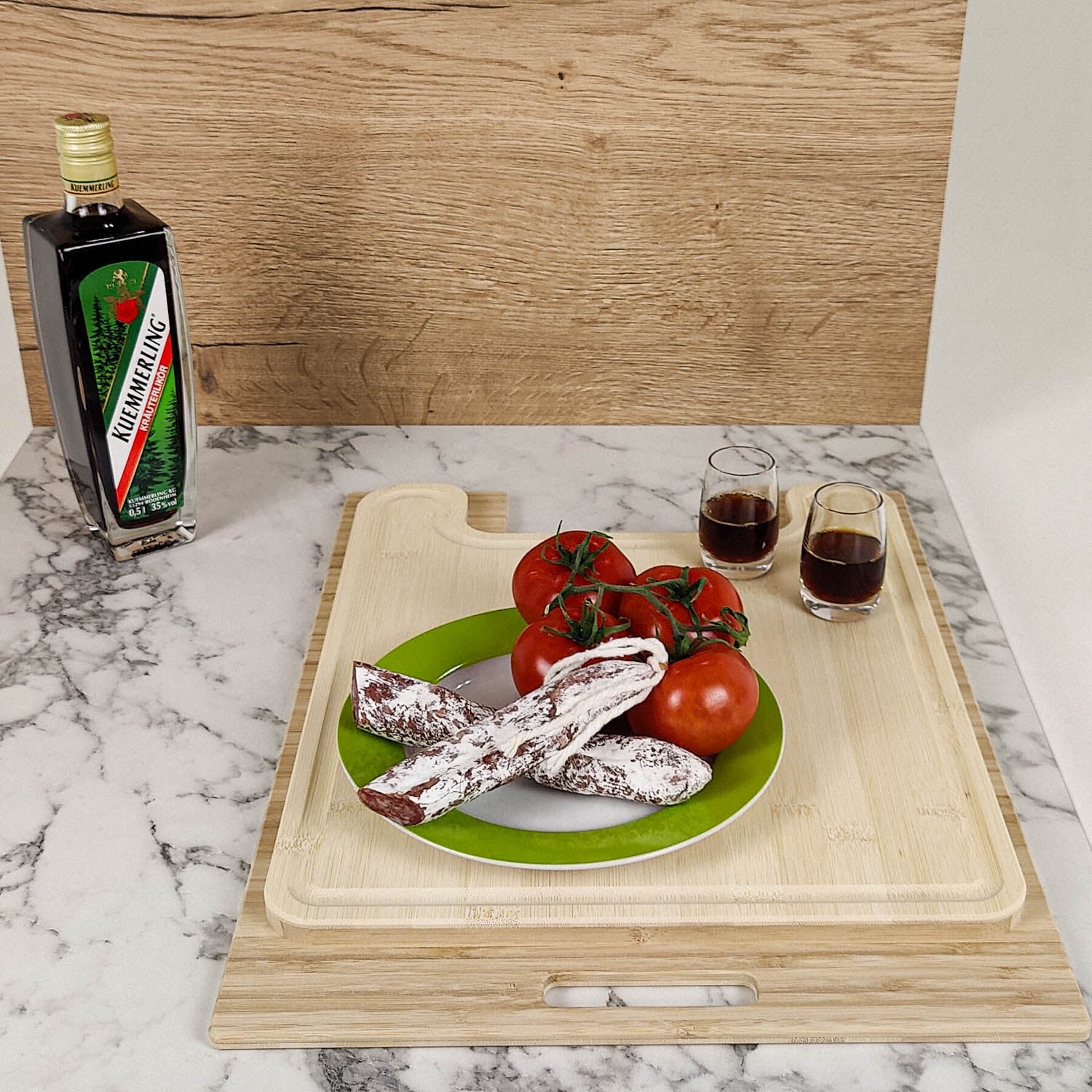 3078-Snijplank met afdekking voor spoelbak voor Adria Compact en talrijke Adria caravans - Licht bamboe